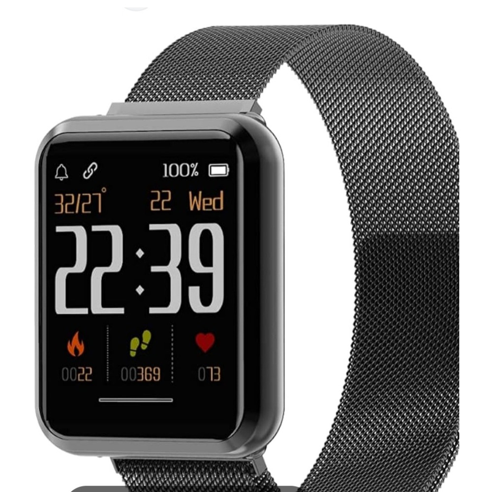 BeanTech Emerge S3B Smartwatch Black Milanese Mesh Band Fitness Tracker New